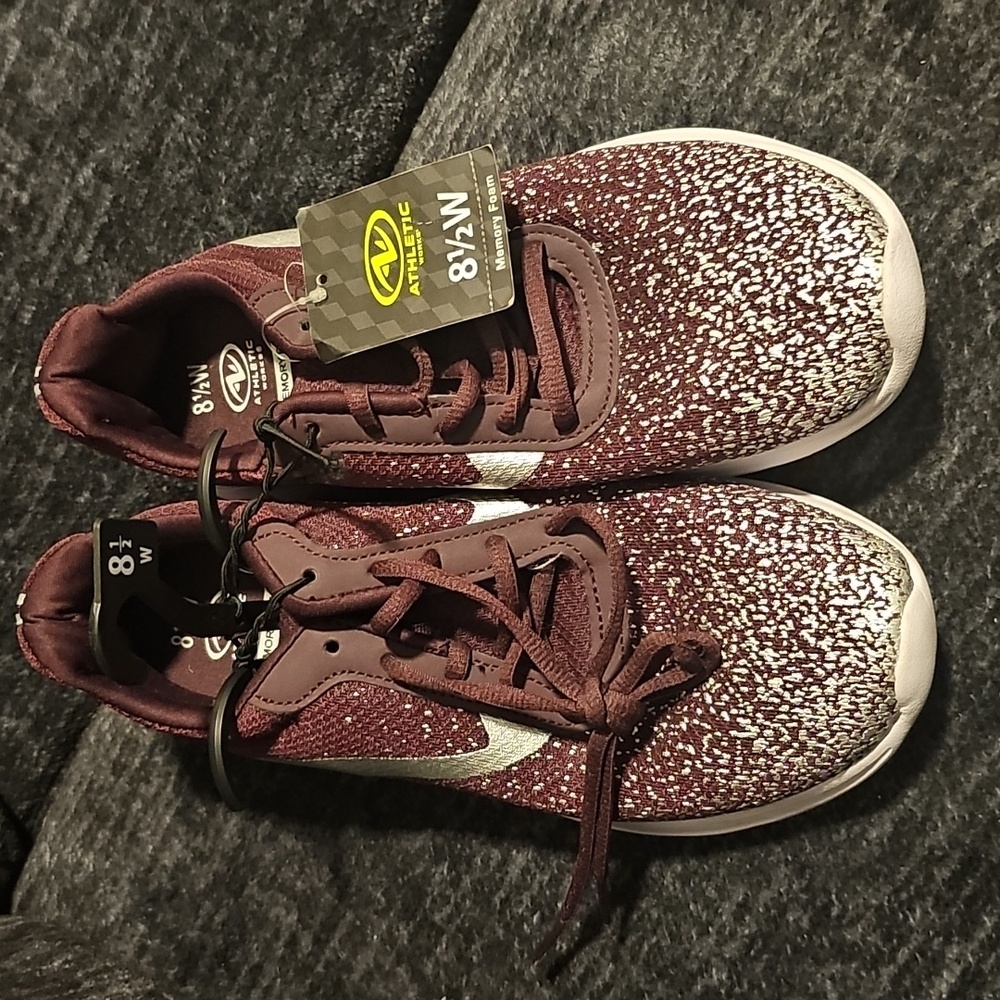 Athletic Works Women's Burgundy and White Sneakers
